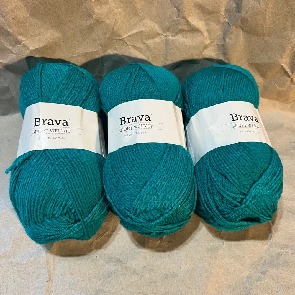 Knit Picks Brava 3 Skeins Sport Weight Yarn Marina Teal 100% Premium Acrylic